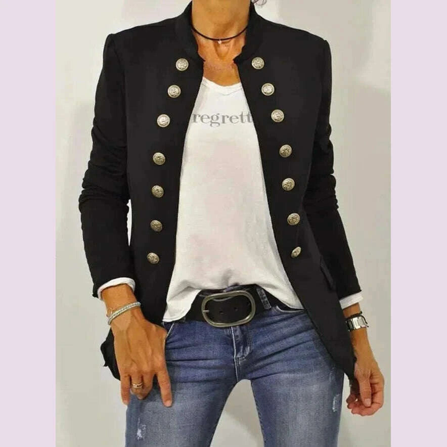 womens-solid-color-stand-up-collar-cardigan-button-decoration-casual-jacket-autumnwinter-2024-autumn-kimlud-kimlud-33920938