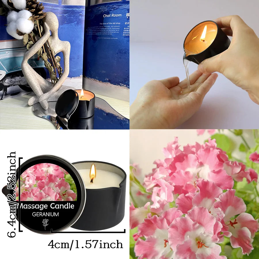 1PC Massage Oil Candles，luxury aromatherapy candles，for Stress Relief and SkinMoisturizing, SM Product Scented Candle Body Oil