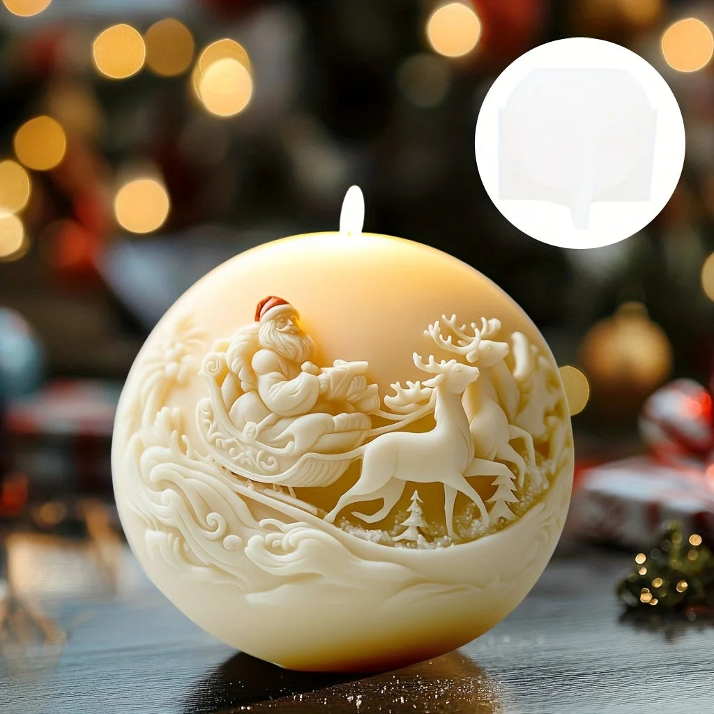 KIMLUD, Santa Claus Sleigh Spherical Candle Silicone Mold Santa Claus Elk Scented Candle Mould Santa Claus Sleigh Resin Plaster Molds, KIMLUD Womens Clothes