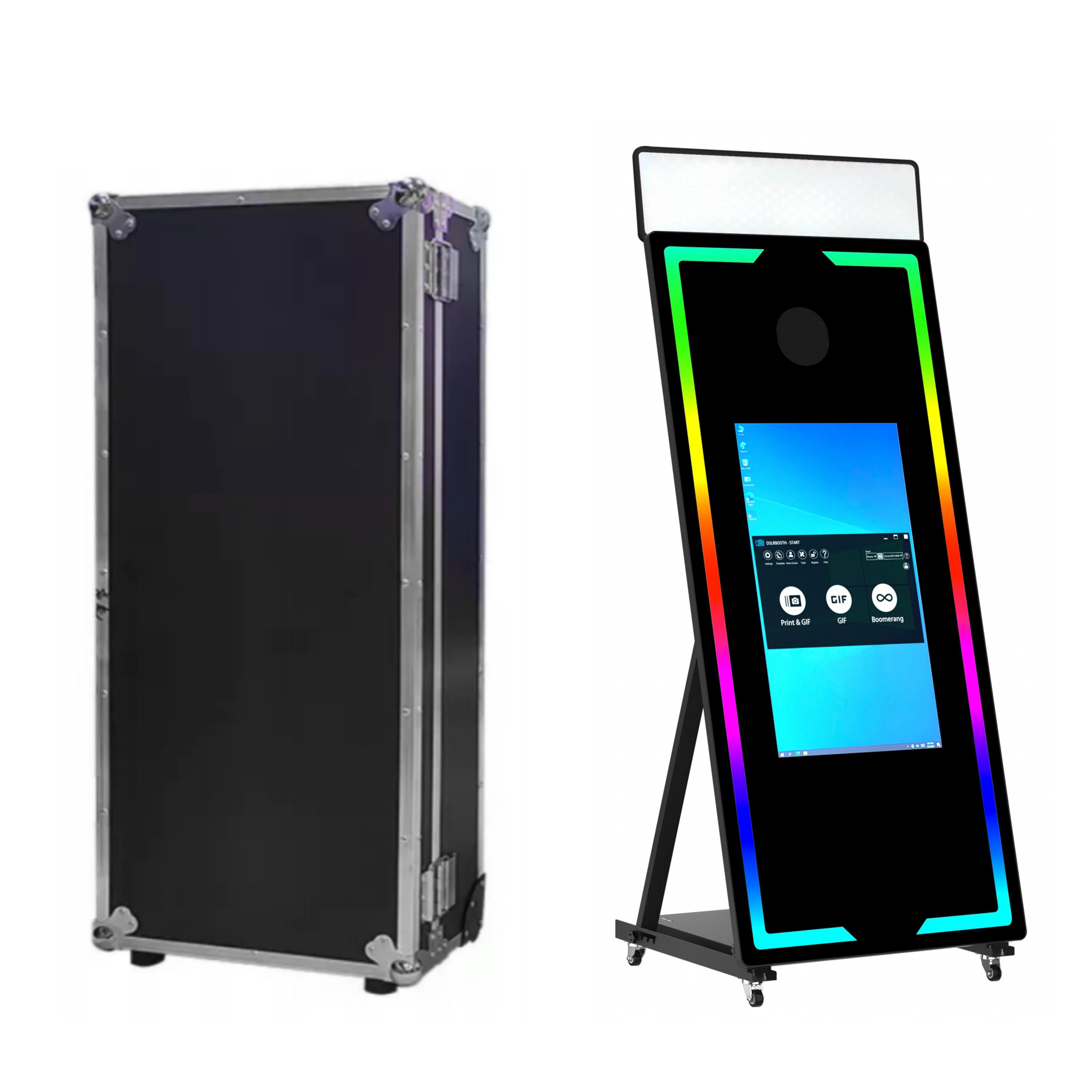with RGB Touch Screen DSLR Photobooth Portable 32 inch 65 inch Mirror magic Selfie Photo Booth Machine For Wedding Party Activit