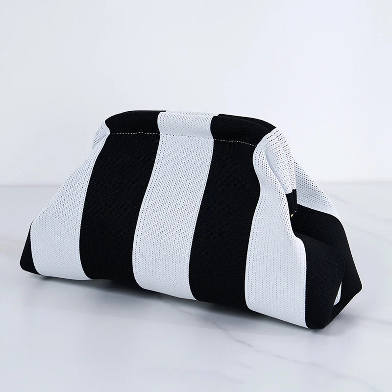 Striped Polyester Clutch Bag Small — Multicolor | KIMLUD