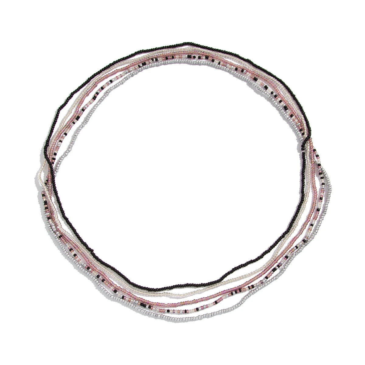 Seed Bead Belly Chain Boho Five-Piece Set — White | KIMLUD