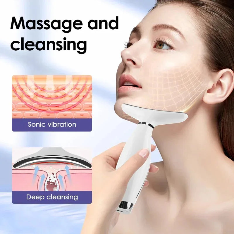 KIMLUD, Portable 7 Colors LED Light Therapy Face Neck Massager 3 Gears Adjustable Gentle Vibration Anti Wrinkle Skin Tightening Lifting, KIMLUD Womens Clothes