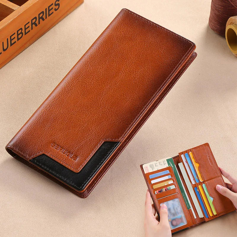Wallet – Long Card Holder – Cow Leather – Silver | KIMLUD
