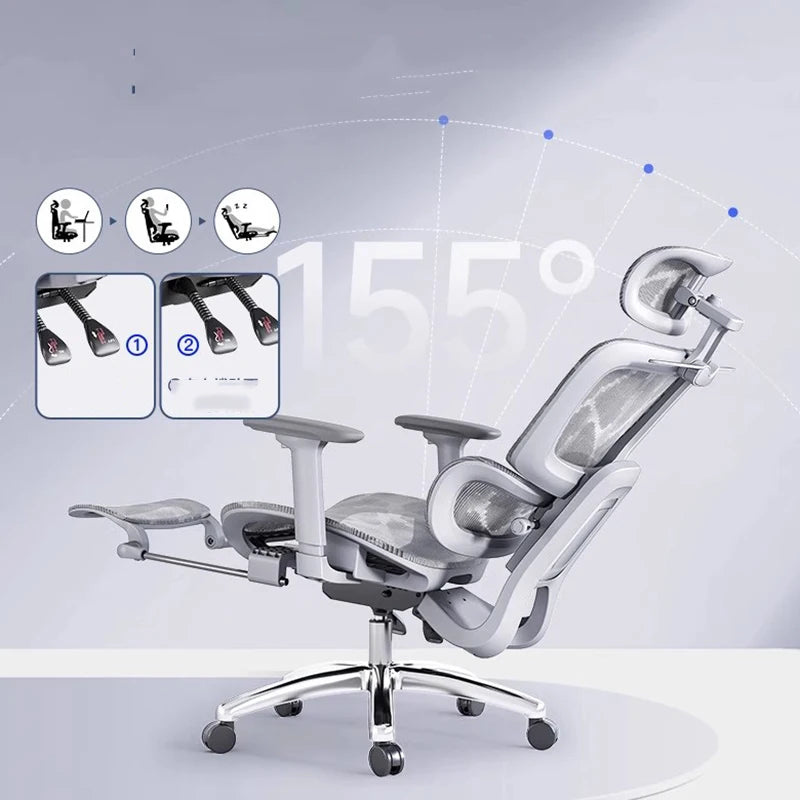 Ergonomic Mesh Office Chair Back Support — Pearl White | KIMLUD