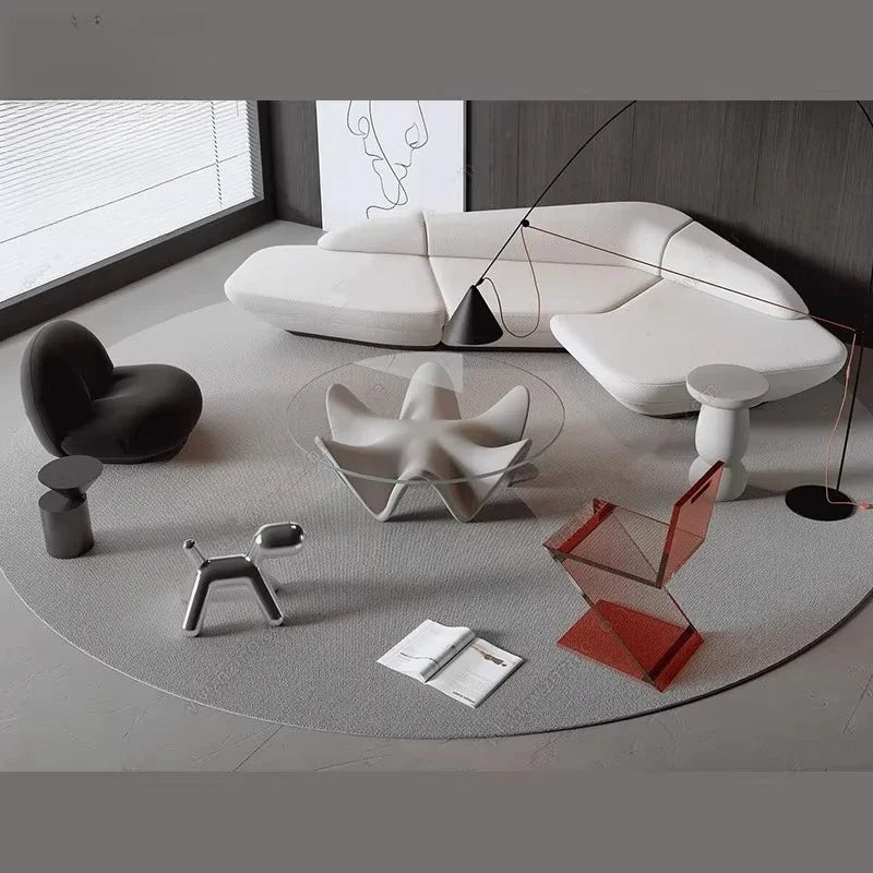 Modern Curved Leather Luxury Sofas — Gray | KIMLUD