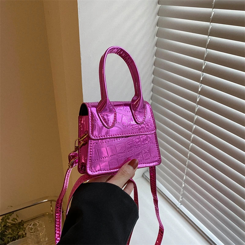 PVC Shiny Square Lipstick Pouch — Candy Pink | KIMLUD