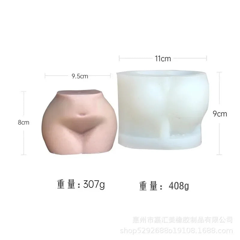 KIMLUD, 3D Large Hip Candle Mold Plump Ass Torso Candle Silicone Mold Buttock Scented Candle Aromatherapy Women Chest Soap Plaster Mould, KIMLUD Womens Clothes
