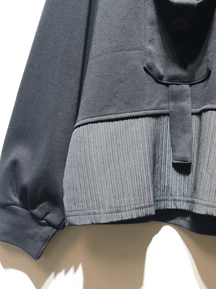 Sweatshirt - Pocket Zipper - Jersey - Black | KIMLUD