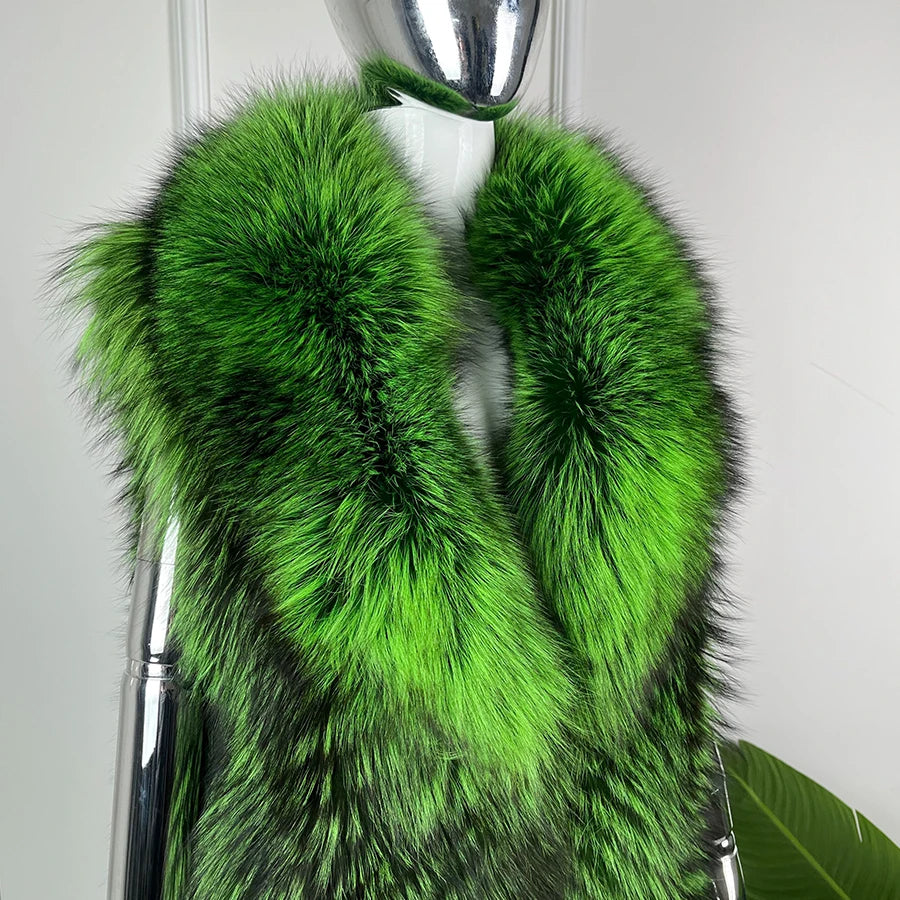 Luxurious Real Fox Fur Solid Vest — Brown | KIMLUD