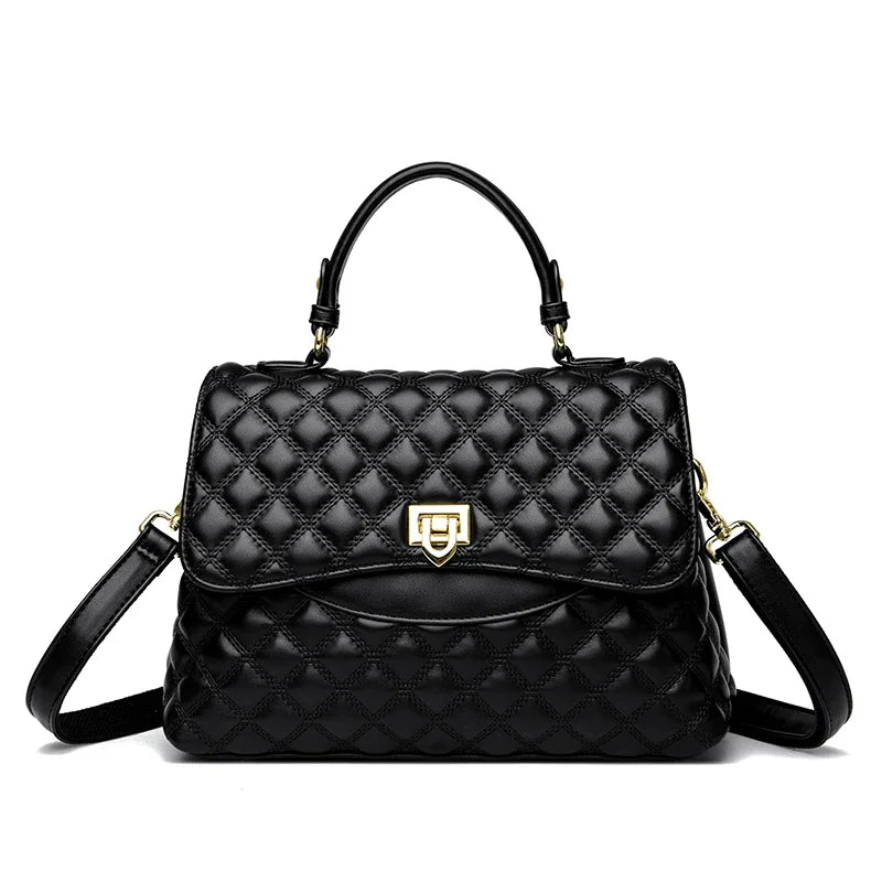 Soft Leather Multi-Pocket Shoulder Bag — Black | KIMLUD