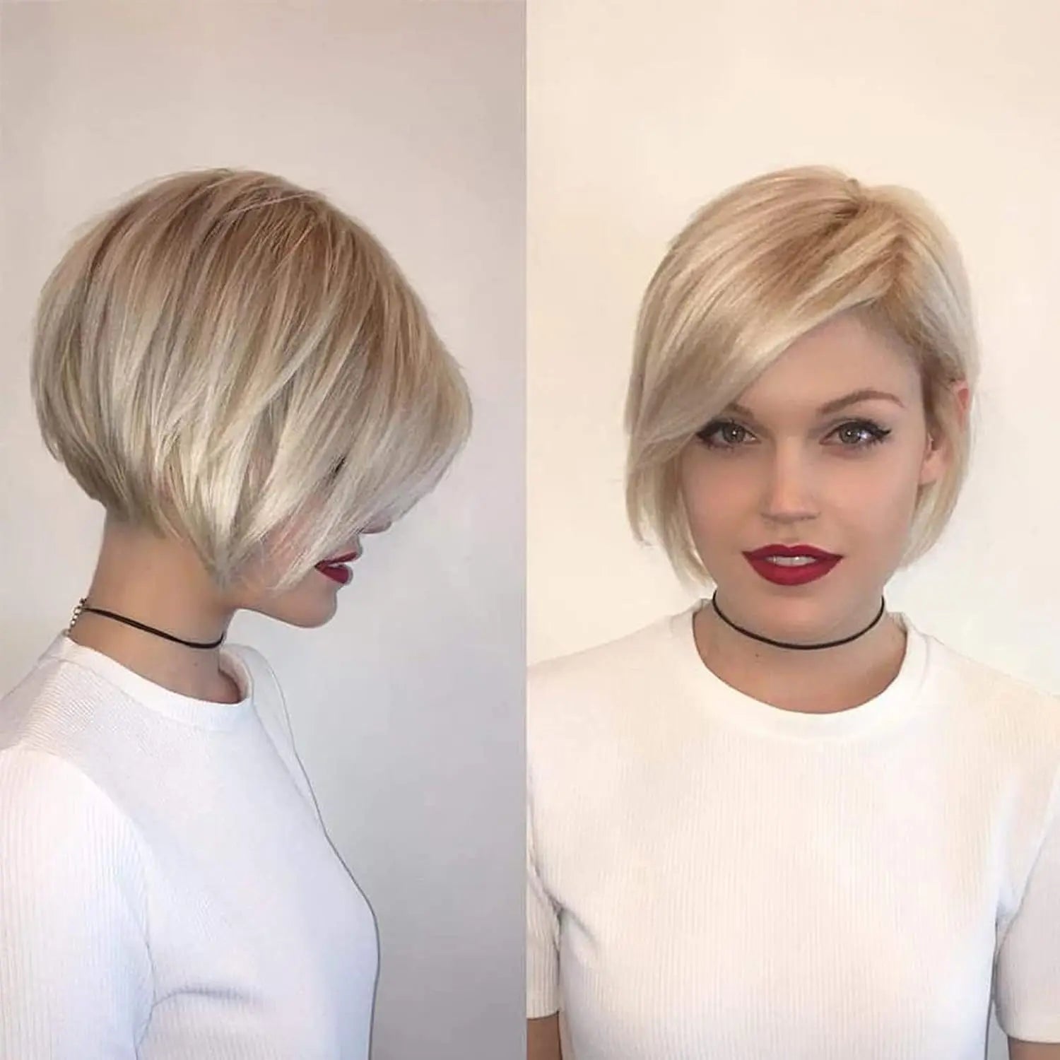 Women's Fashion Bob Blonde Highlights Short Blonde Wigs with Brown Mixed