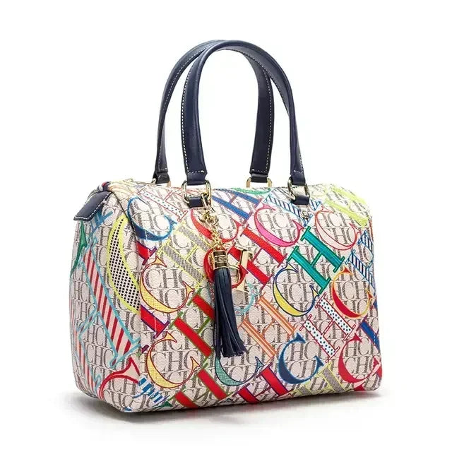 PVC Crossbody Bag Colorful Printed Monogram — Bronze | KIMLUD
