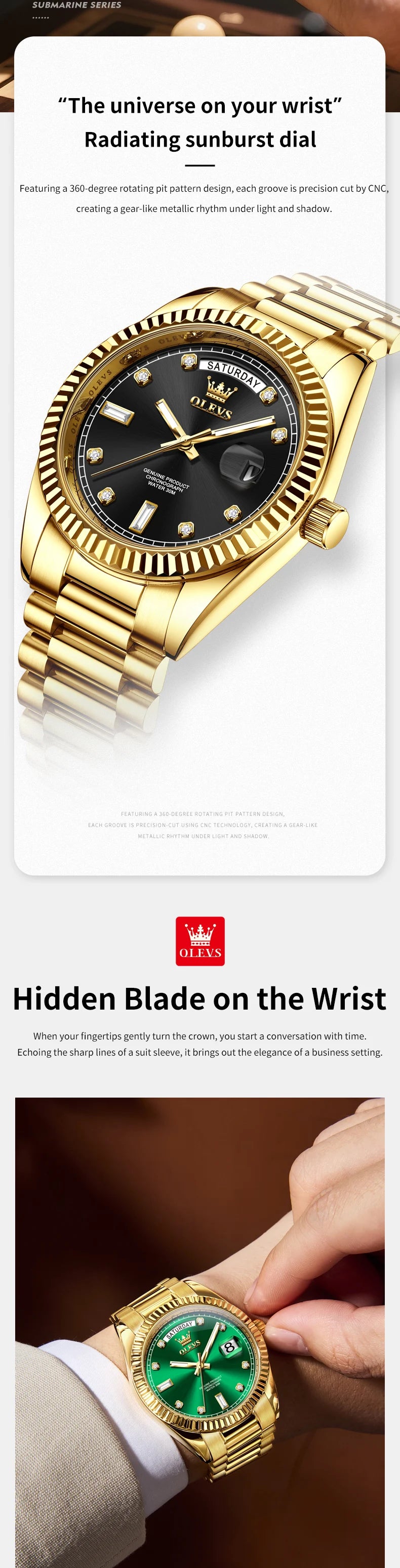 Gold-Tone Stainless Steel Automatic Watch Date — Gold | KIMLUD