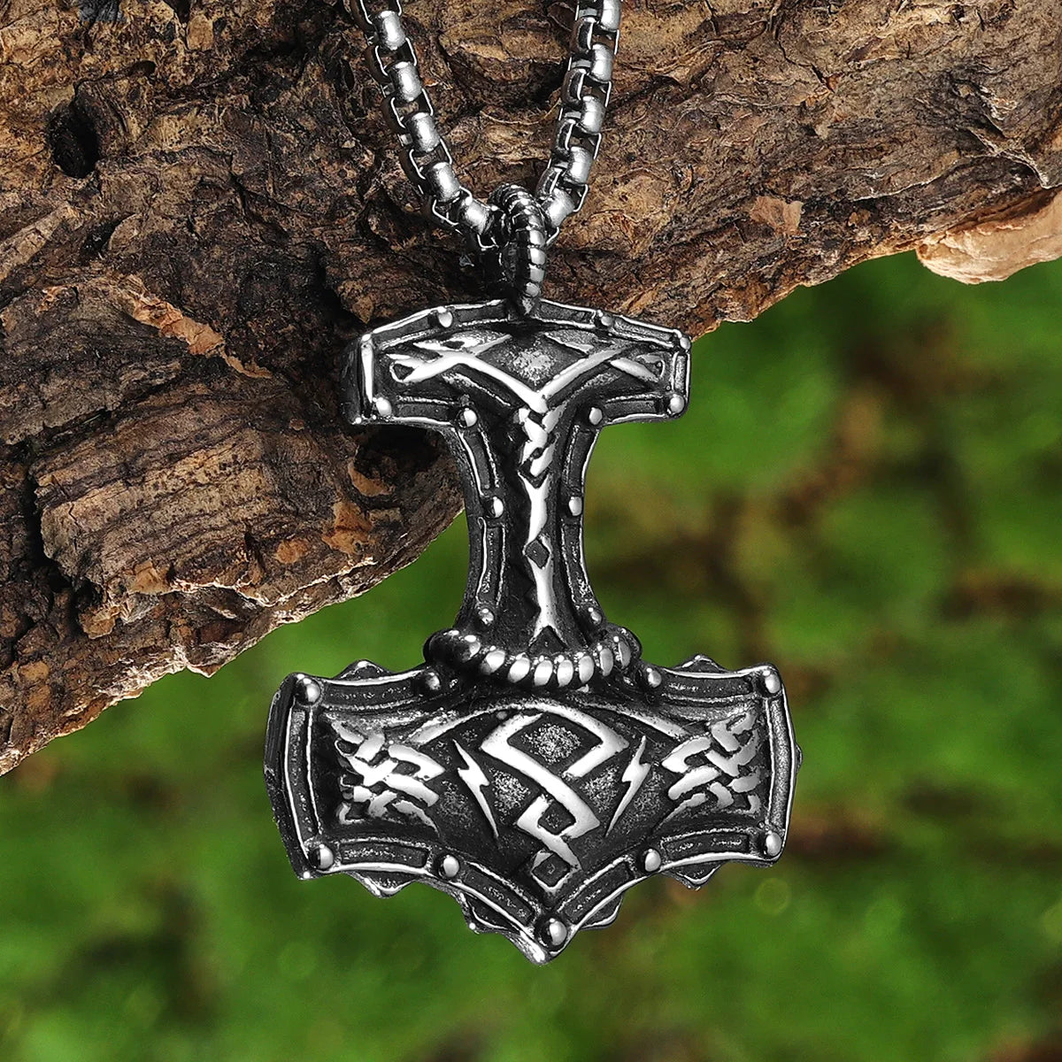 Viking Retro Thor's Hammer Men Necklaces With Pendant Stainless Steel Jewelry For Male Women Punk Hip Hop Accessories Gifts