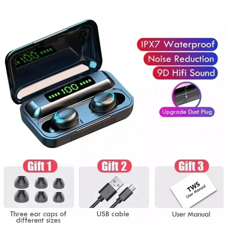 NEW F9-5 Earphone Bluetooth 5.3 Wireless Headphones Hifi Stereo Sports Waterproof Earbuds Headset Hearing Aids With Mic Handfree