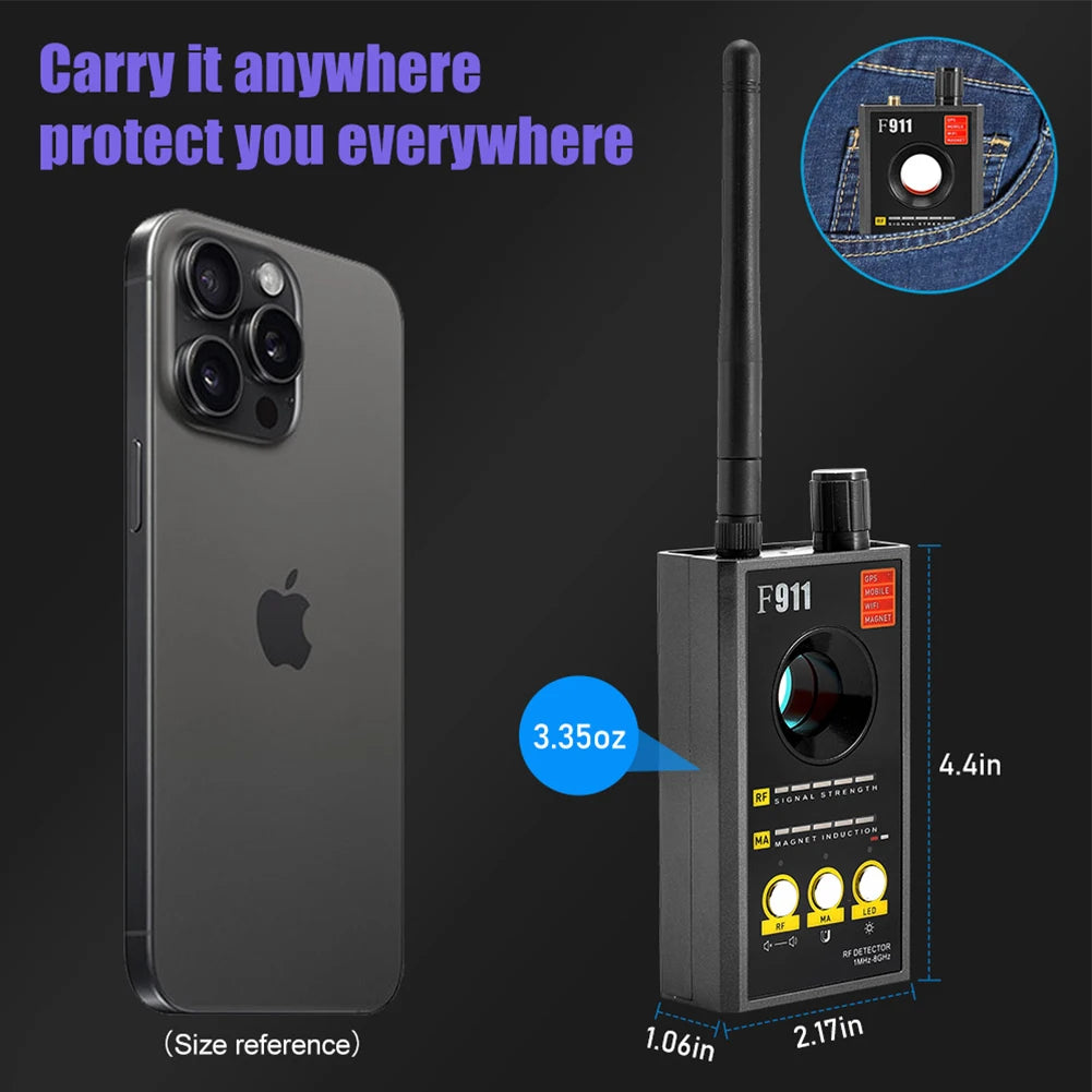 Portable Hidden Camera Detector Infrared Scanner — Black | KIMLUD