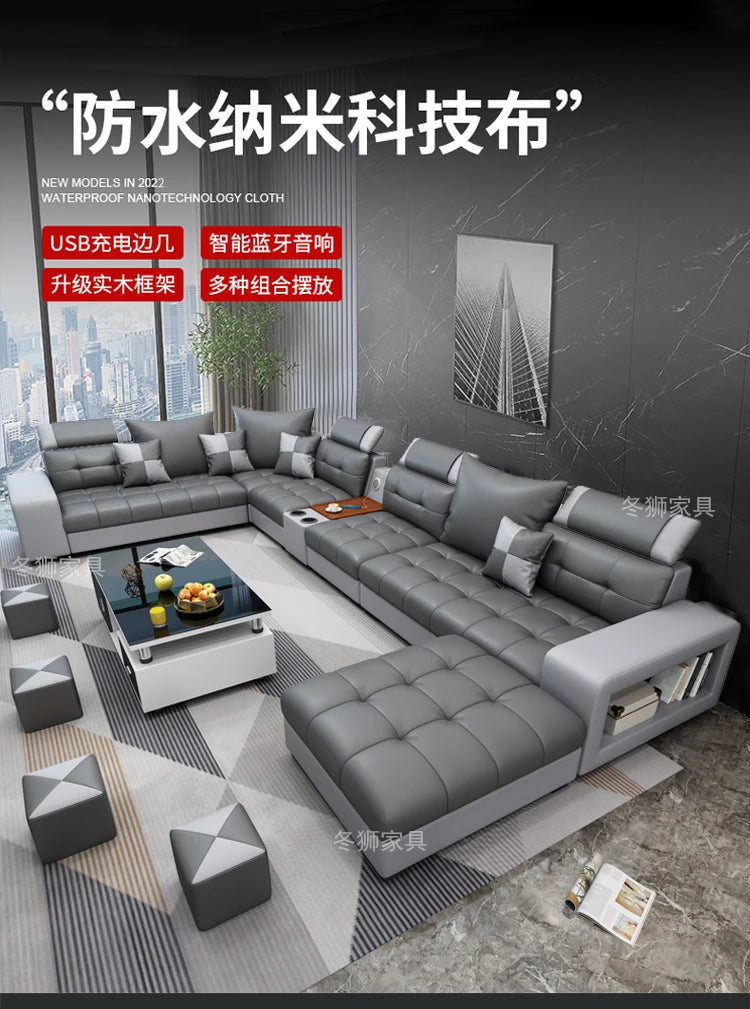 Latex Nano Three-Proof Fabric Sofa Modern Living Room — Slate Grey | KIMLUD