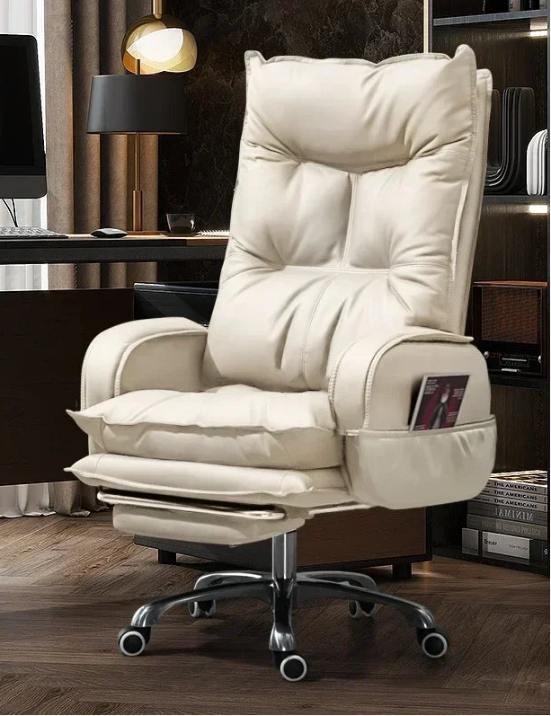 Cortex Leather-Blend Office Chair Executive Desk Chair With Ergonomic High Back — Cognac Brown | KIMLUD