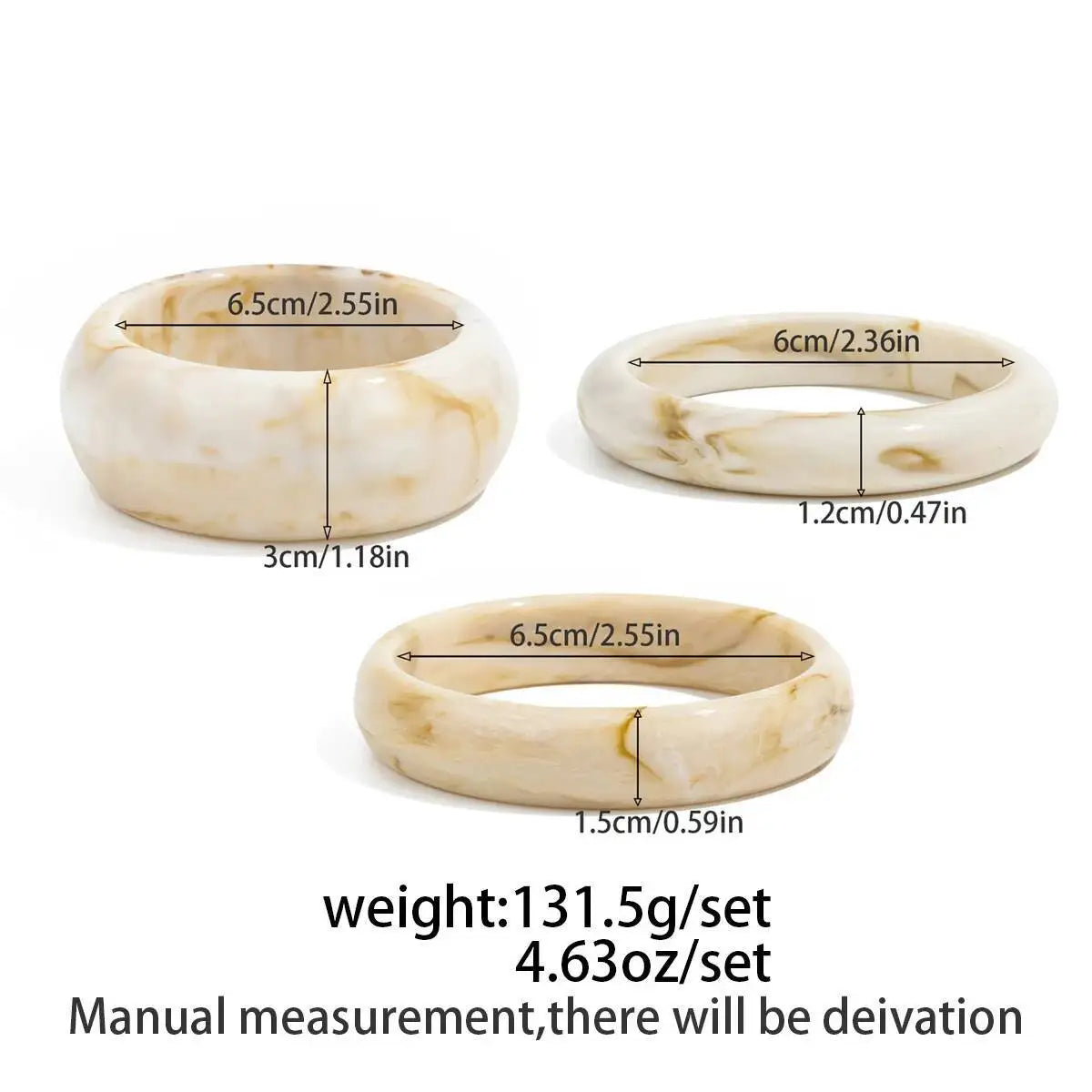 Resin Bangles Set Vintage Boho Charm Stacking — Beige | KIMLUD