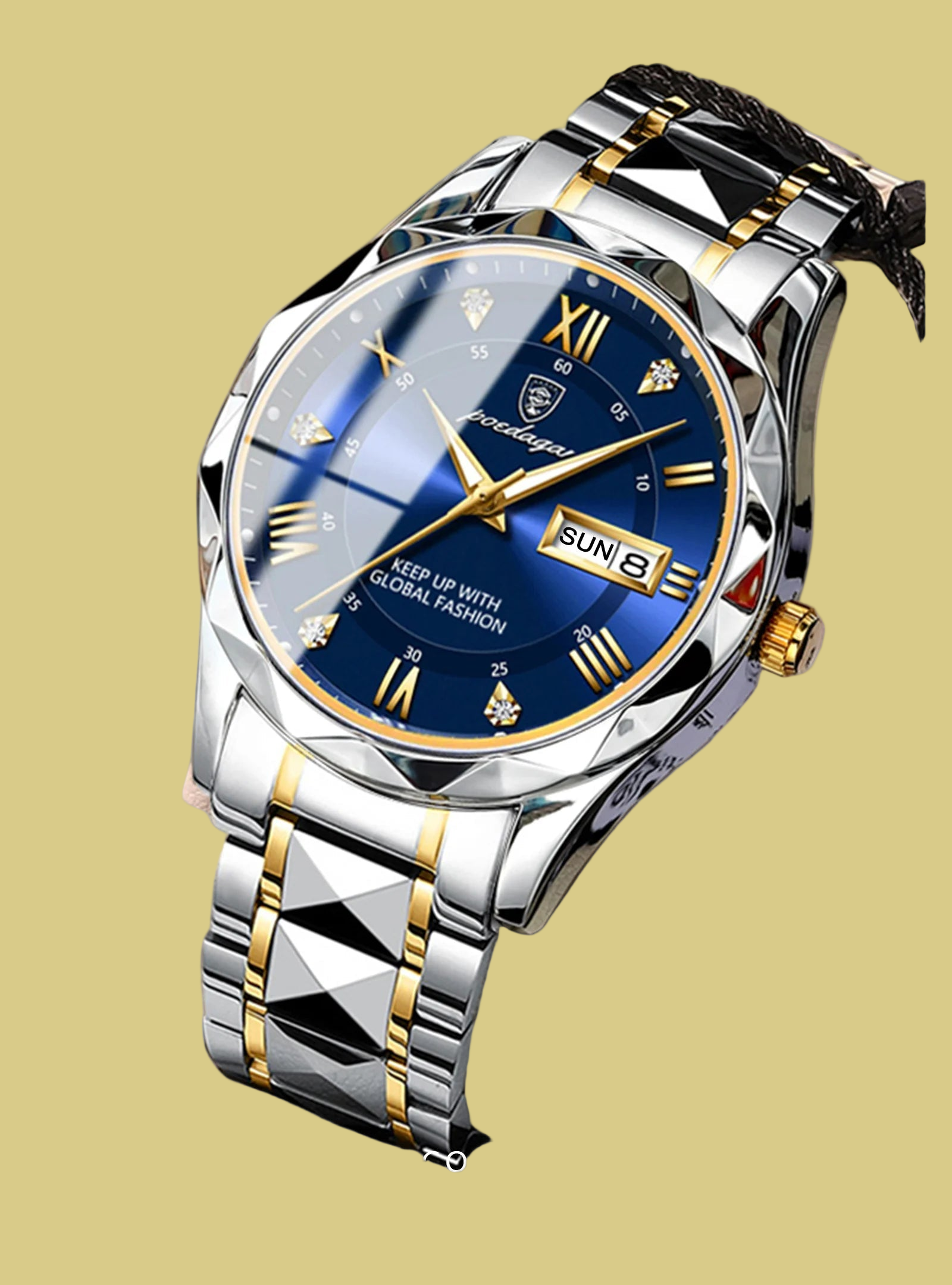POEDAGAR Top Brand Luxury Man Wristwatch Waterproof Luminous Date Week Men Watches Stainless Steel Quartz Men's Watch Male reloj
