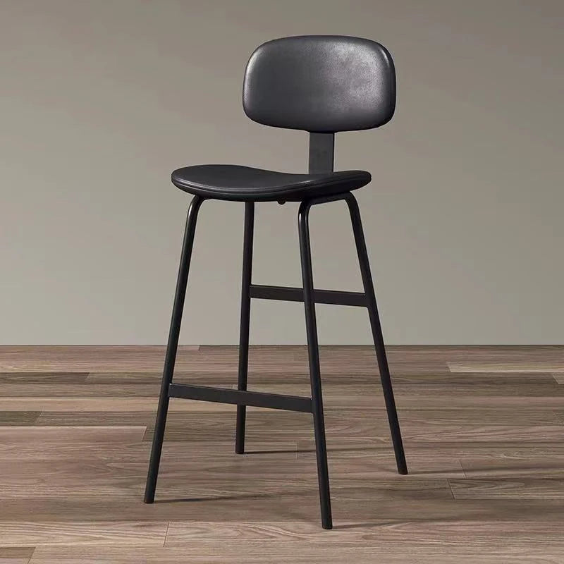 Industrial Wrought-Iron Bar Stool Soft Bag Seat — Black | KIMLUD