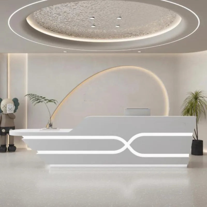 Sculpted Reception Desk LED Halo — Cool Gray | KIMLUD