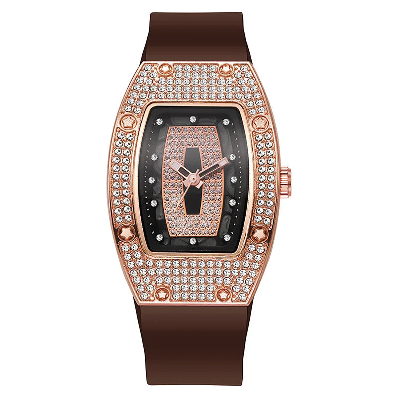 Silicone Tonneau Luxury Watch — Rose Gold | KIMLUD