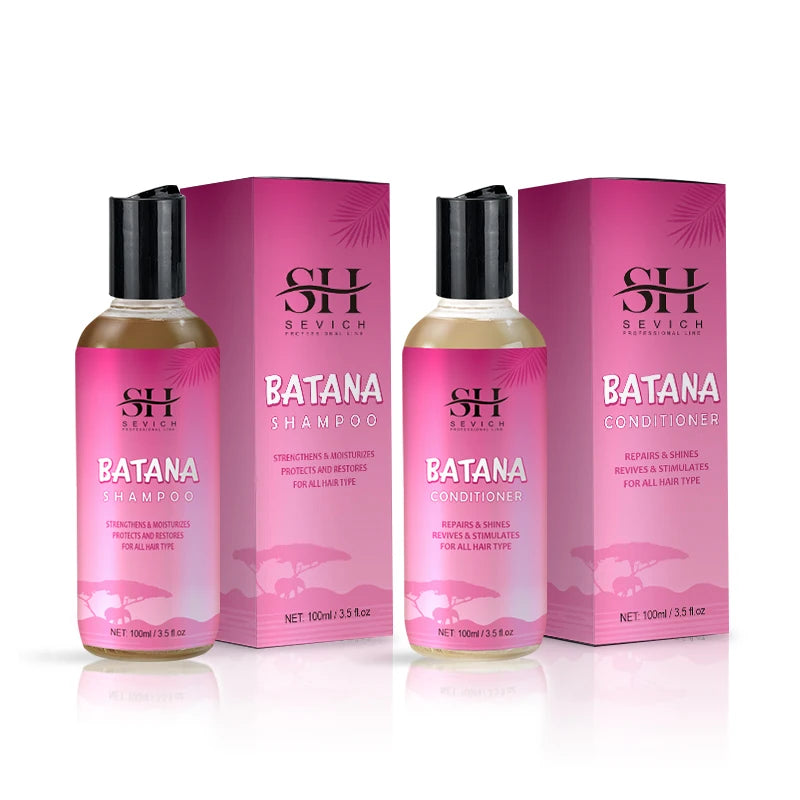 Batana Oil Infused Hair Growth Shampoo And Conditioner Set Anti Hair Loss — Pink | KIMLUD