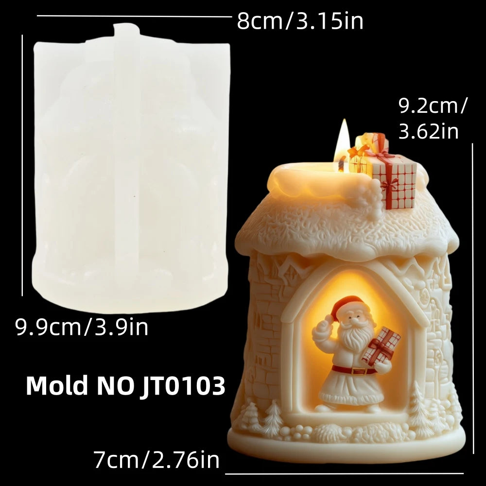 KIMLUD, 2025 Christmas House Fragrance Candle Silicone Mold Santa Claus Santa Claus Knocking On Door Giving Gifts Resin Plaster Molds, KIMLUD Womens Clothes