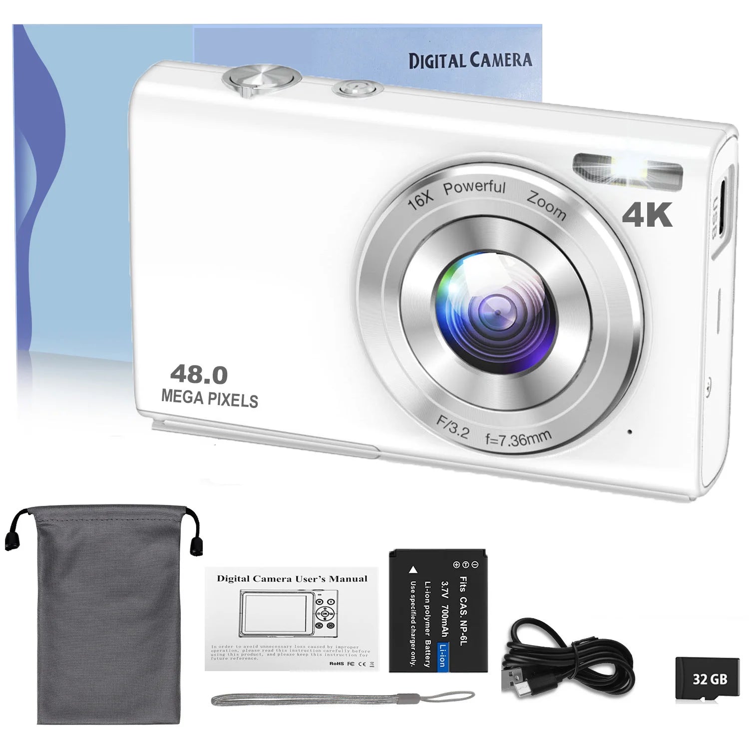Plastic Vlogging Camera 4K Autofocus — Pink | KIMLUD