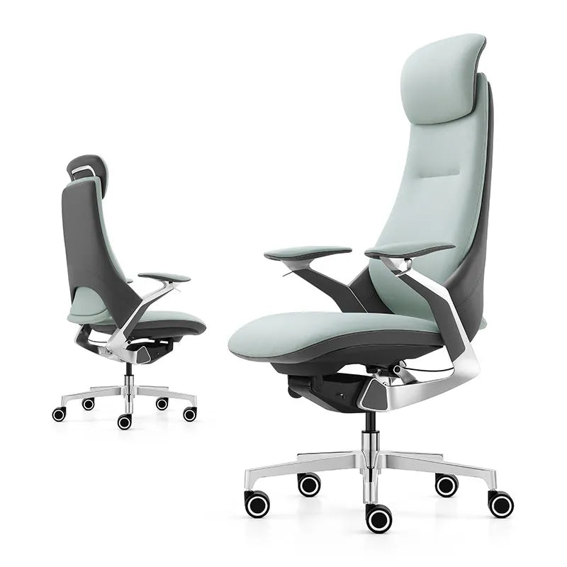Leather Ergonomic Office Chair Solid — Ivory | KIMLUD