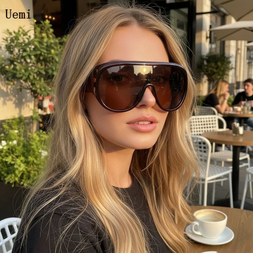 Oversized One-Piece Luxury Sunglasses — Black | KIMLUD