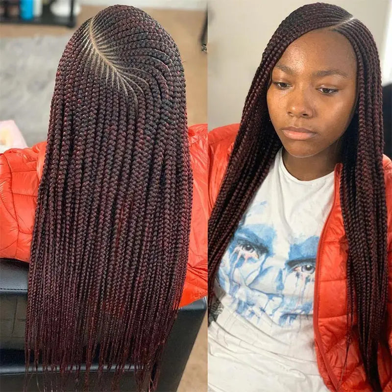 Full Lace Wig – 36 Inch – High Temperature Fiber – Burgundy | KIMLUD