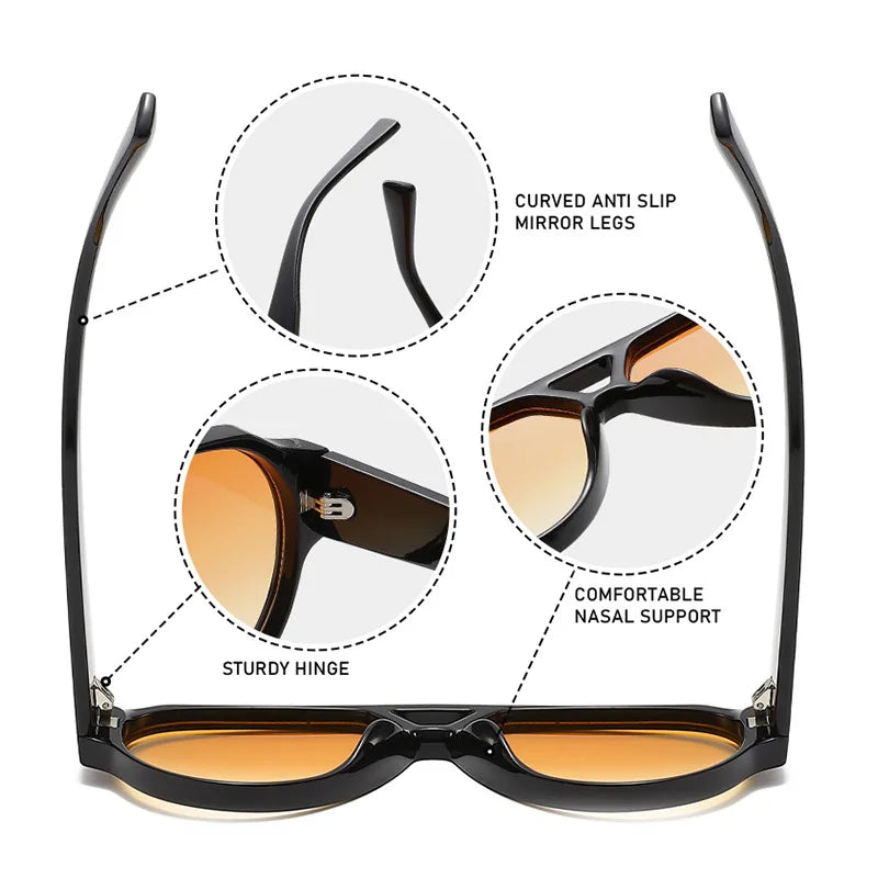 Oversized Pilot Sunglasses Double Bridges — Red And Green | KIMLUD