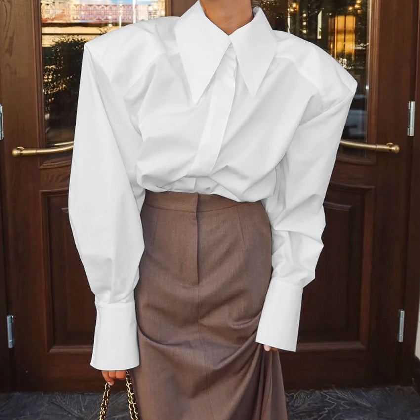 Puff Sleeve Blouse – Puff Sleeve – Jersey – White | KIMLUD