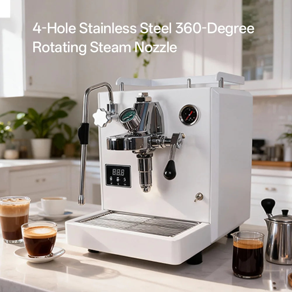 Semi-Automatic Espresso Machine E61 Group Head — White | KIMLUD