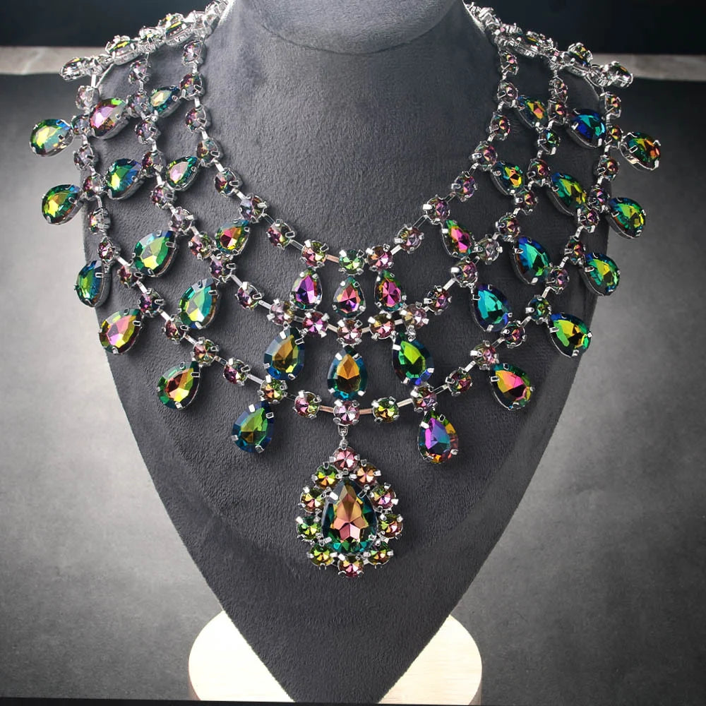 Exaggarete Multilayer Necklace Choker Wedding Decoration Gift 2025 Dramatic Water Drop Crystal Chunky Choker for Bridal Austrian