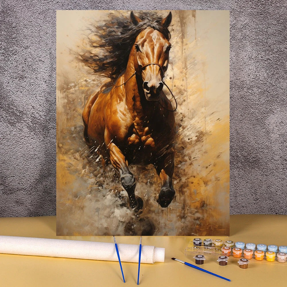 Running Horse Oil Painting By Number On Canvas Frameless Acrylic Paint Animal For Adult Picture Drawing Coloring By Numbers Kit