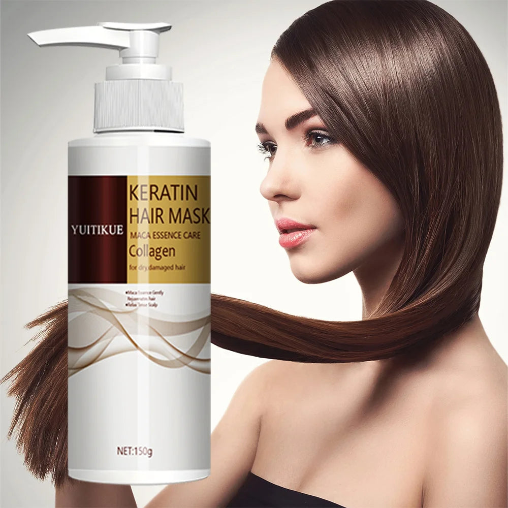 Keratin hair mask, maca extract and collagen, deeply moisturizing, suitable for normal hair types and all hair types