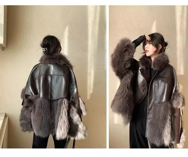 Vintage Thick Fashion Warm Coat Fur Coat Women's 2023 Winter New Korean Fashion Imitation Fox Fur Padded Coat Street Outwears