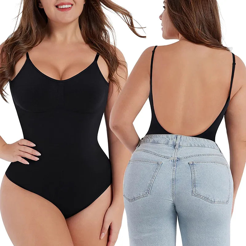 Bodysuit for Women Tummy Control Backless Shapewear Seamless Thong Body Shaper Tank Top - KIMLUD