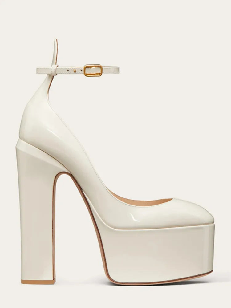 New Brand Women&#39;s Shoes Super High Heel Party Fashion Thick Sole Leather Shoes Bridal Shoes Wedding Party Shoes Women Summer