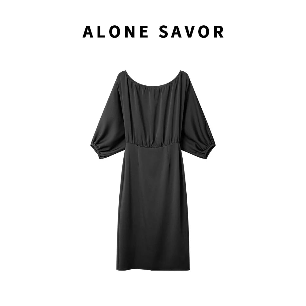 ALONE SAVOR Dragon Joy Summer Slimming Women's Dr oulder Bared Bubble Sve  ort Sve Polyester Fiber