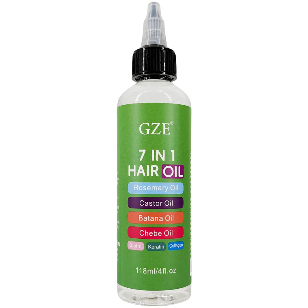 7-In-1 Hair Oil Infused With Rosemary Castor Batana Chebe Biotin Keratin — Green | KIMLUD