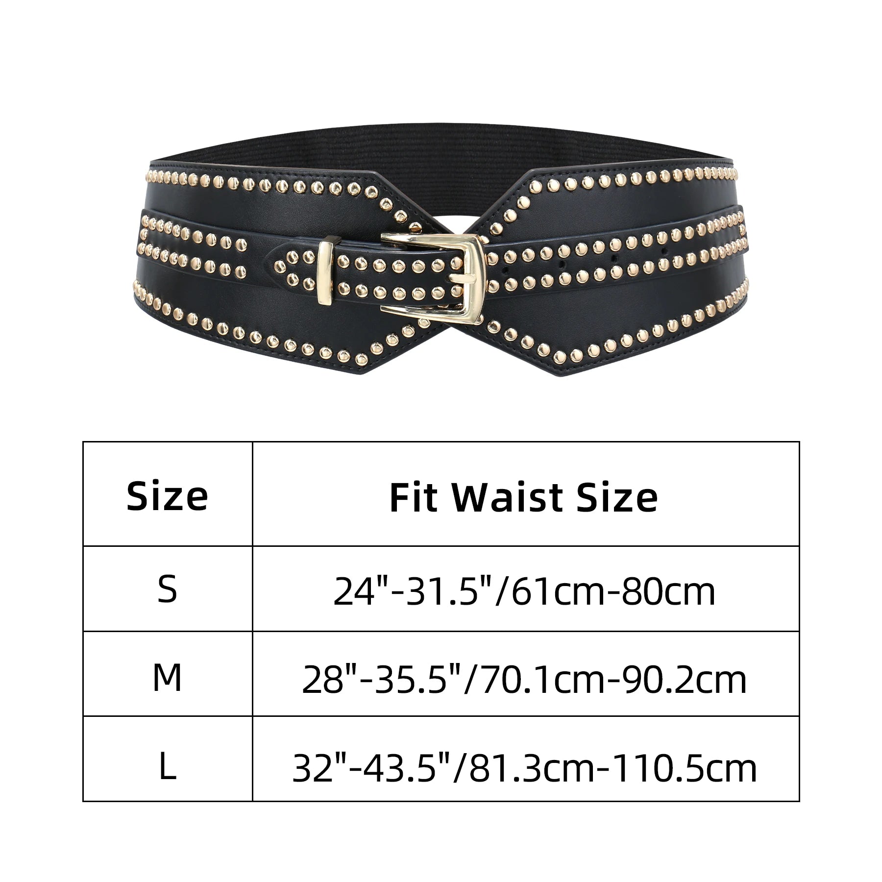 Wide Elastic Belts Chunky Punk Cinch Waist — Black | KIMLUD