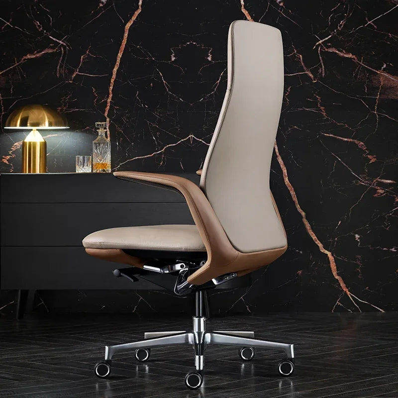Genuine Leather Ergonomic Executive Office Chair — Black | KIMLUD