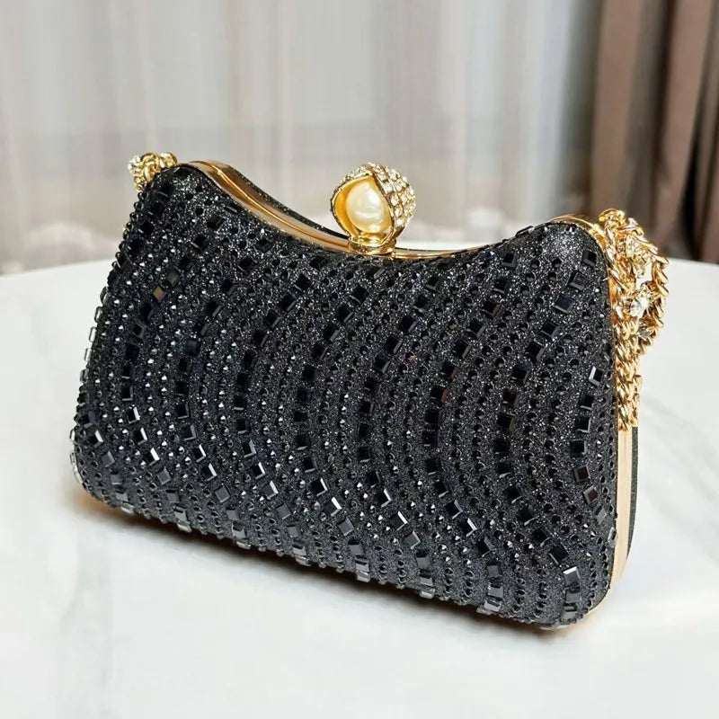 Rhinestone Diamond Inlay Evening Clutch — Blue | KIMLUD