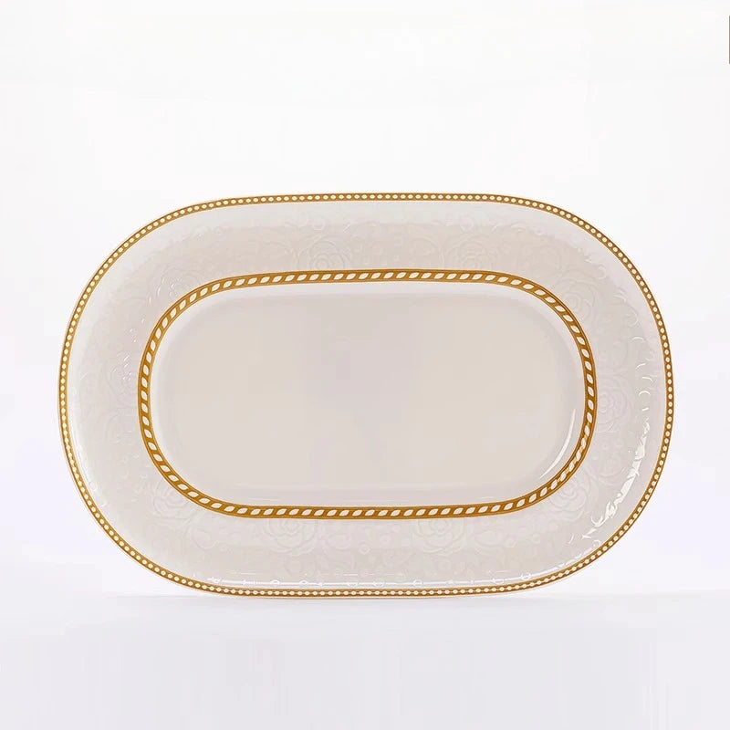 Bone China Bowl With Relief Rose And Gold Trim — White | KIMLUD