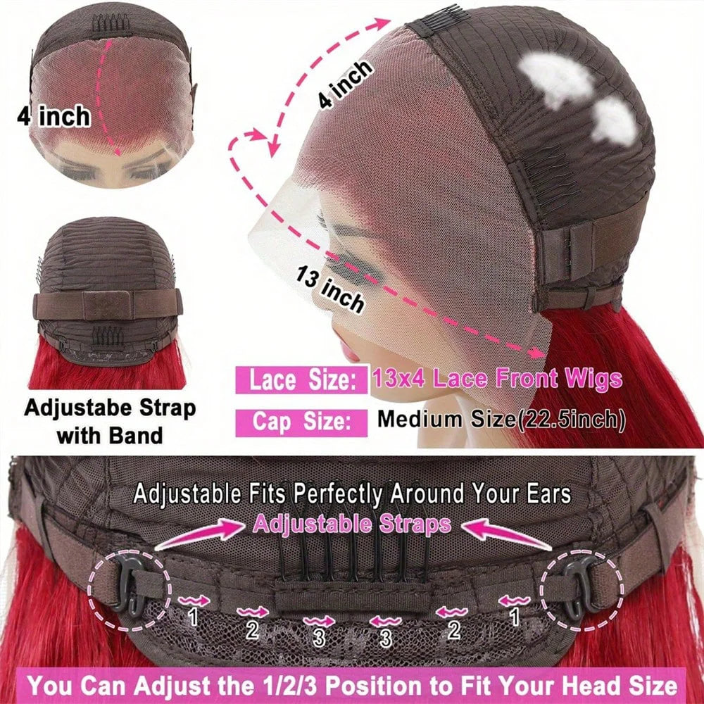 Deep Wave Human Hair Wig HD Lace Frontal 13x4 Burgundy 99J | KIMLUD